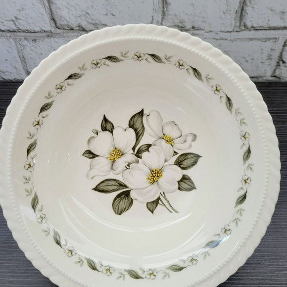 Vintage Monticello Steubenville 8 3/4" Serving Bowl, Dogwood Floral Pattern - Picture 2 of 10
